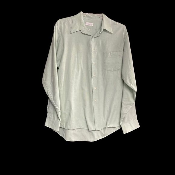 VAN HEUSEN Men’s Wrinkle Free Green Shirt Size 17 36/37 X Large Long Sleeve - Picture 1 of 10